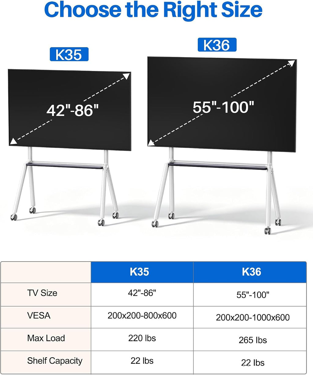 Rolling TV Stand for 42-86 Inch TVs,Outdoor TV Stand Holds up to 220 lbs - Image 4