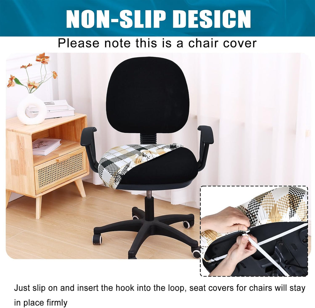 Smiry Stretch Printed Office Computer Desk Chair Seat Covers - Image 3