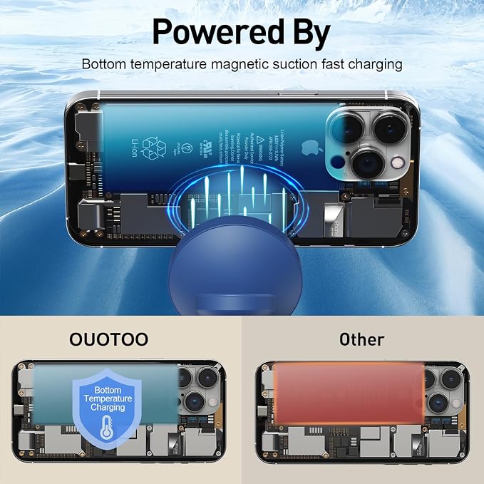 【Adjustable Blue Ambient Light】 Wireless Charger 3 in 1 for iPhone, Magnetic Charging Station for Apple Family,15W Fast MagSafe Charger Stand,for iPhone17-12-iWatch AirPods Series - Image 5