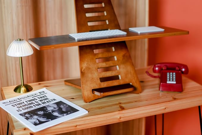 Saint John Standing Desk Converter - Walnut, Includes Tote Bag - Image 8