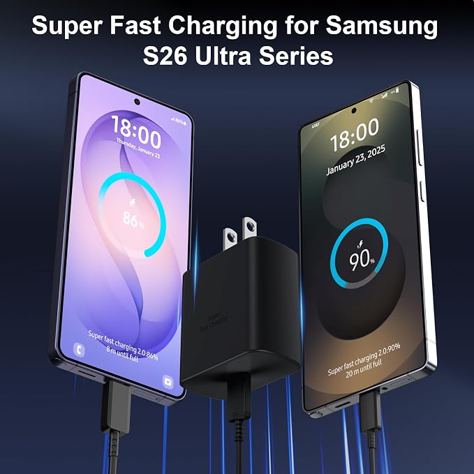 45W USB C Super Fast Charger Type C Charger Fast Charging Android Phone Charger Block with 8FT Type C Charging Cable for Samsung Galaxy S26 Ultra/S26/S26+/S25/S25 Ultra/S25+/S24 Ultra/S23 Ultra/S22 - Image 4