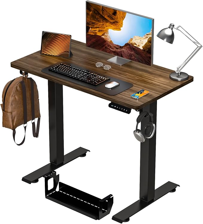 Kingant Standing Desk, 35x20 Inch Electric Height Adjustable Computer Desk | Ergonomic Small Sit Stand Desk Rising Desks for Home Office Stand Up Desk Computer Workstation with Cable Management by KINGANT
