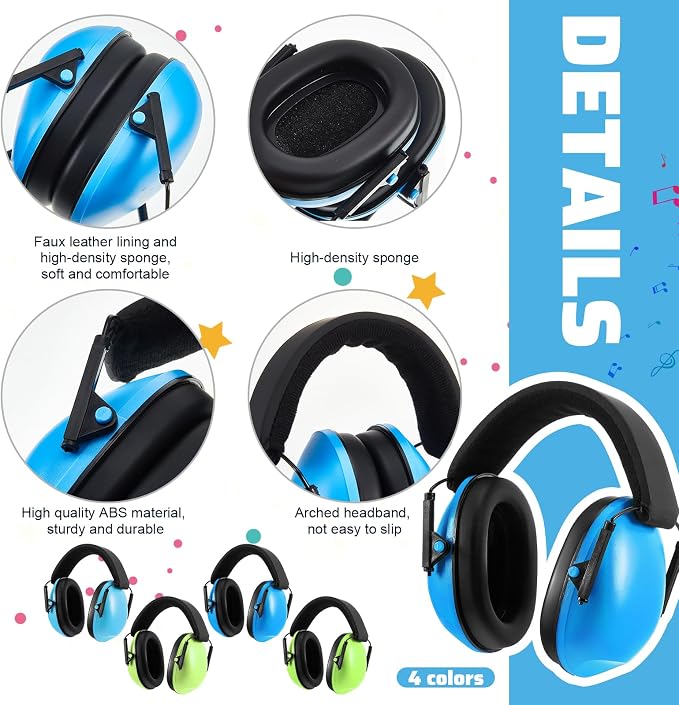 4 Pcs Kids Ear Protection Noise Cancelling Headphones Noise Reduction Ear Muffs 27dB Hearing Protection (4 Colors) - Image 3