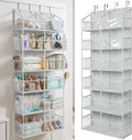 HOMELUX THEORY Over the Door Organizer, 6-Tier XL, 100D Fabric, Transparent | Extra wide over the door organizer, 65 lb capacity, 12 side mesh pockets, heavy-duty 100D fabric, bedroom & nursery storage by HomeluxTheory