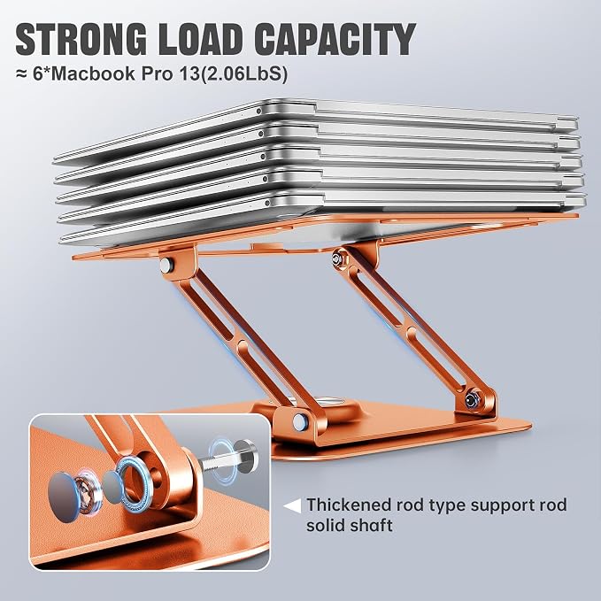 Laptop Stand for desk(360°Rotating),Aluminum laptop Riser for 10-16"Laptops | Adjustable Multi-Angle Ergonomic Laptop Stand, Foldable Portable for Home Office, Fits MacBook Air Pro Dell HP Laptops - Image 4