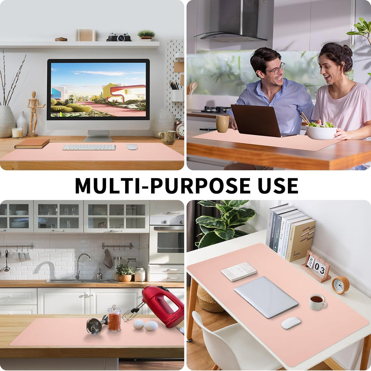 Pink Desk Mat, Waterproof Non-Slip Leather Desk Pad, Large Mouse Pad, Desk Writing Pad, Desk Mat for Keyboard and Mouse Desk Organizers and Accessories (31.5×15.7 Inches) - Image 6