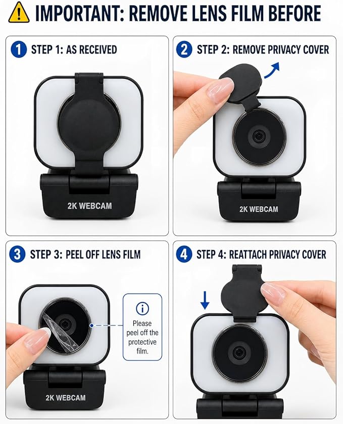Atatat 2K Webcam for PC with Light, Microphone, Privacy Cover | Autofocus Web Camera for Desktop/Laptop/Monitor/Mac, Computer Camera for Zoom/Skype/Teams/Video Calling/Meeting - Image 6