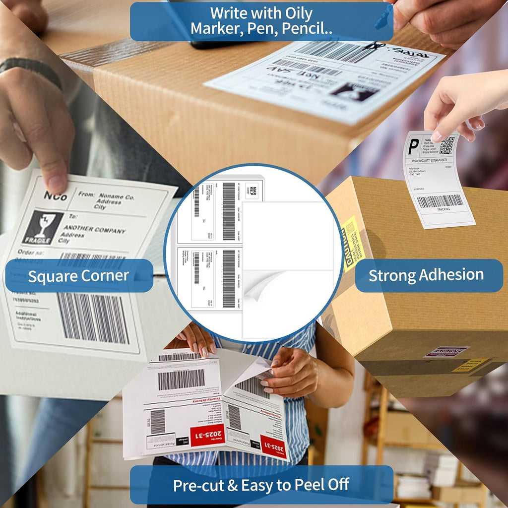Half Sheet Shipping Labels - 8000 Counts, 8.5” x 5.5” Self Adhesive Shipping Label White Internet Mailing Labels 2 Per Page, Laser & Inkjet Printer Compatible [4000 Sheets 8.5” x 11”] - Image 3