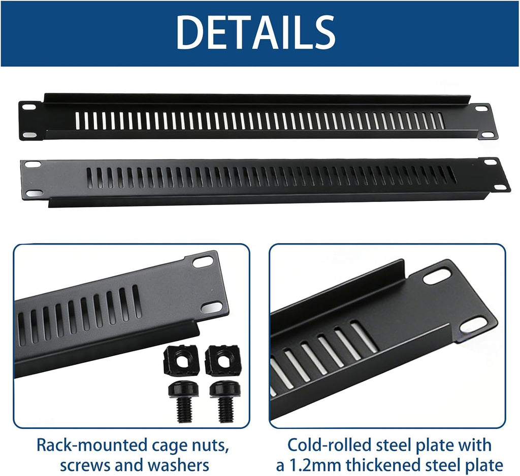 5 Pack of 1U Blank Panel - Metal Rack Mount Filler Panel for 19in Server Rack Cabinet or Enclosure (1U Venting Panel) - Image 4