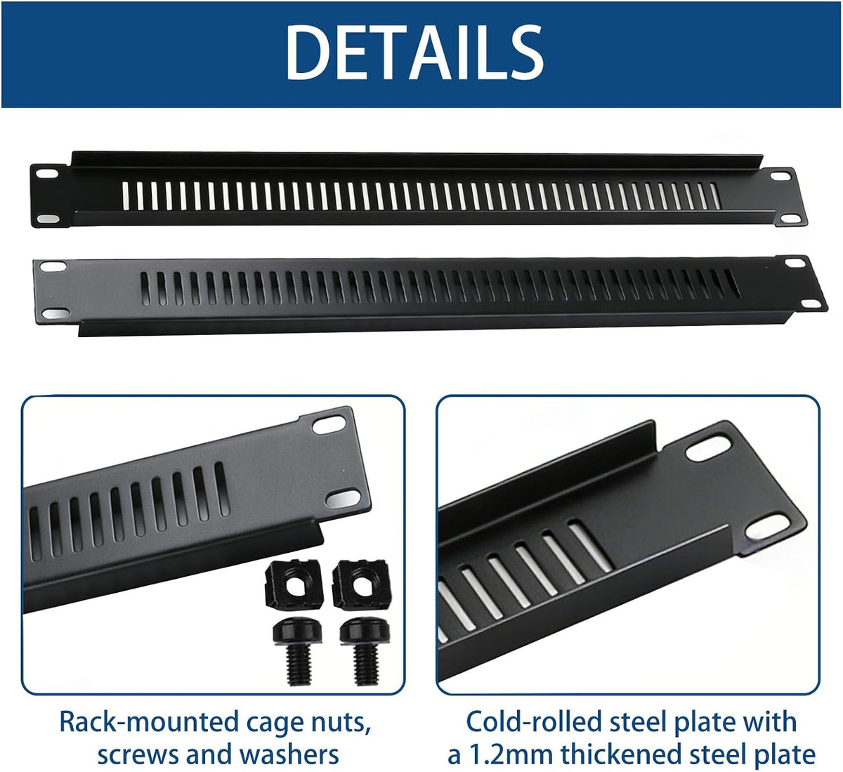 5 Pack of 1U Blank Panel - Metal Rack Mount Filler Panel for 19in Server Rack Cabinet or Enclosure (1U Venting Panel) - Image 4