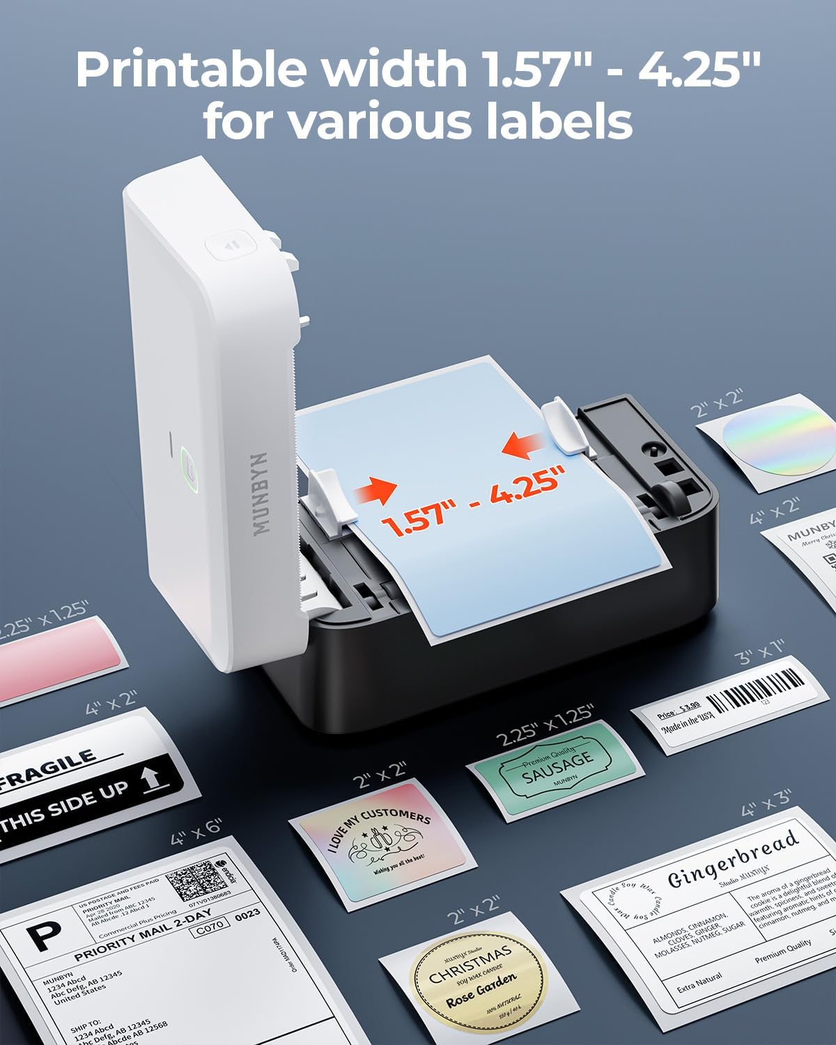 MUNBYN RW403B Bluetooth Thermal Label Printer Shipping Scale, 660lb/1.8oz Digital Postal Scale - Image 3