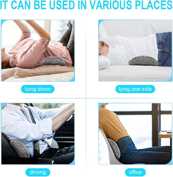 Lumbar Support Pillow for Office Chair, Memory Foam Lumbar Pillow for Lower Back Pain Relief (Grey) - Image 7