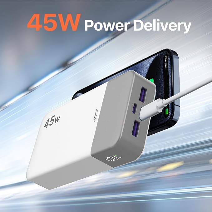JUOVI Power Bank 45W 20000mAh Portable Charger USB C, PD QC Fast Charging 4-Port(2C+2A) External Battery Pack with LED Display, for iPhone 15 16 MacBook ipad | PD QC Fast Charging with 4 USB Ports(2C 2A), LED Display External Battery Pack for iPad Tabl... - Image 4