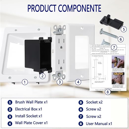 Wall Cable Concealer Management Kit, Recessed TV Outlet Box, in Wall TV Box Hidden Cable Connection Kit, Behind TV Outlet Box Recessed Wall Mount TV Box to Hide Power Cables and Low Voltage Wires - Image 3