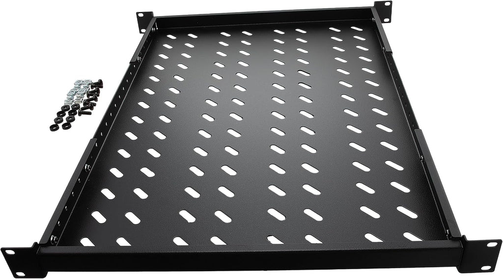 Navepoint 1U 19-Inch Fixed 4-Post Rack Mount Server Shelf with Adjustable Depth from 18-34 Inch Black - Image 4