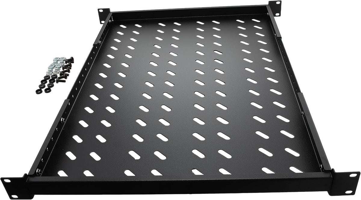 Navepoint 1U 19-Inch Fixed 4-Post Rack Mount Server Shelf with Adjustable Depth from 18-34 Inch Black - Image 4