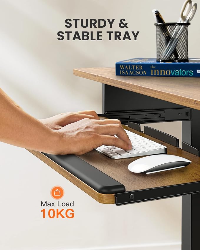 ErGear Electric Standing Desk with Keyboard Tray, 44x24, Vintage Brown - Image 3