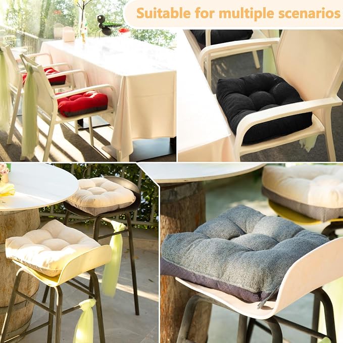 MAGIC ELEPHANT Chair Cushions for Dining Chair, Shredded Memory Foam Kitchen Chair Cushions Set of 4, Non-Slip Thick Dinning Room Chair Pads Seat Cushions, 15.5" x 15.5" x 4" (Beige) - Image 6