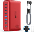 8-Port USB Charger Block 200W with Flat Plug, Braided Power Cord, and On/Off Switch- USB Charging Hub for iPhone, iPad, MacBook and More- 65W C Port Power Adapter for Laptops by lightningofertas