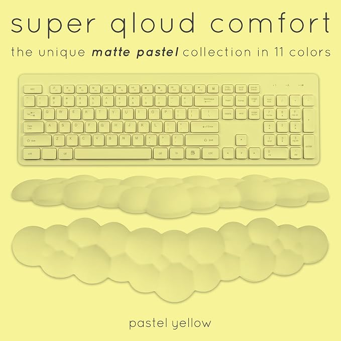 Cloud Keyboard Wrist Rest – Create-ables Qloud Cloud Wrist Rest for Computer Keyboard and Mouse, Ergonomic Memory Foam Wrist Pad with Non-Slip Base, Includes Cloud Mouse Pad – Yellow - Image 3