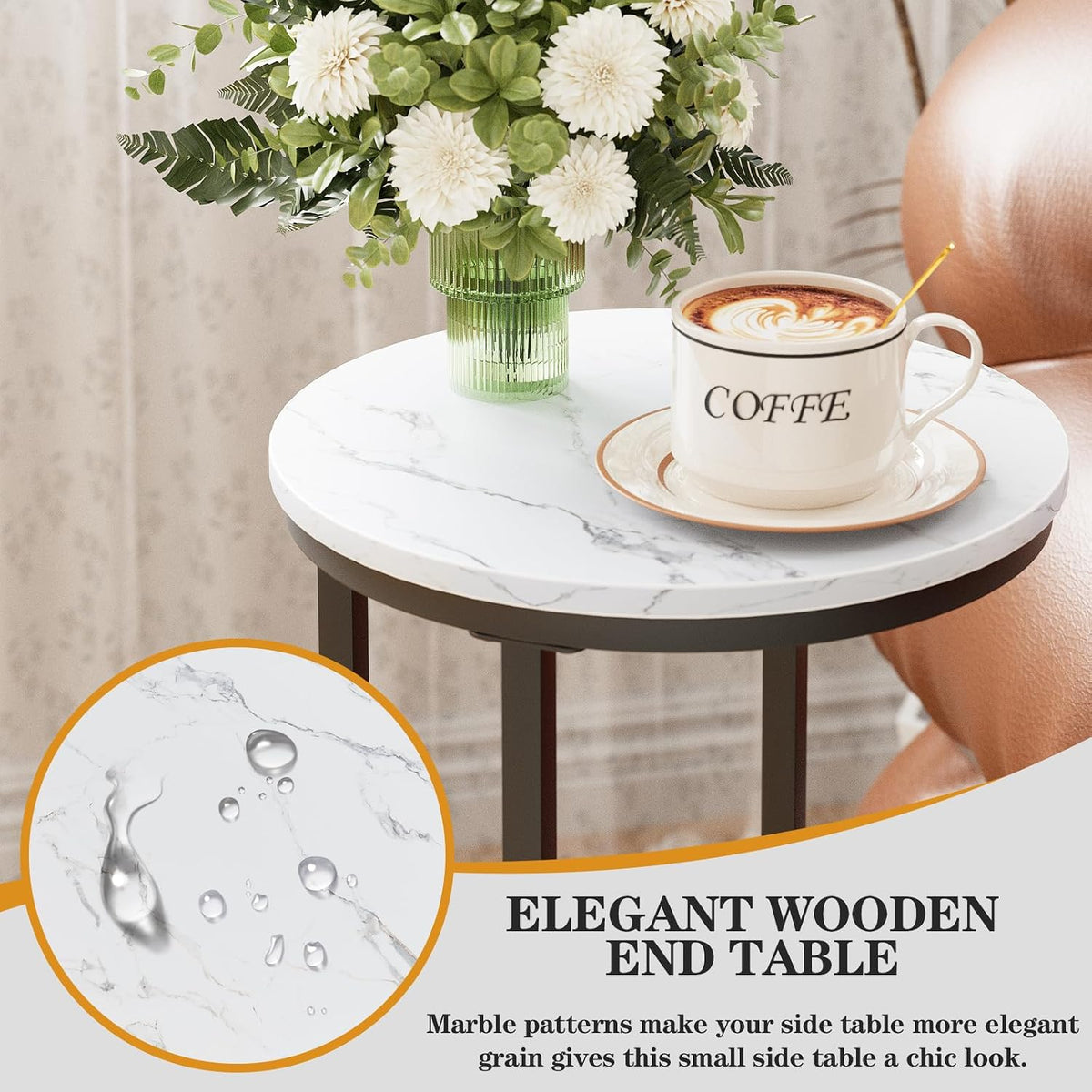 C Shaped End Table, Couch Side Tables for Living Room, Round Sofa End Table with Metal Frame, Small Wooden Snack Table for Bedroom, Small Spaces, Easy Assembly (Black,2pcs) - Image 5