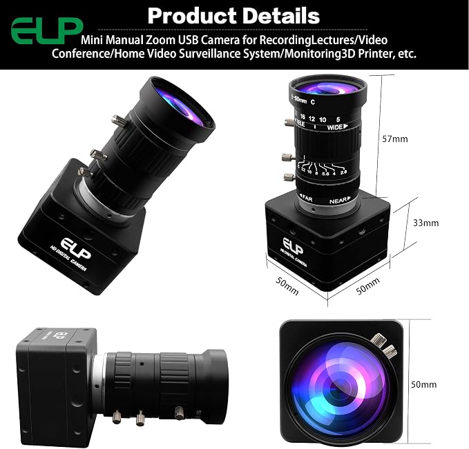 ELP Ultra HD 20MP Varifocal USB 3.0 Camera for Computer Manual Zoom 3840P USB3.0/2.0 Lightburn Cameras for Windows Linux Mac Pi 5-50mm 10X Variable Focus AR2020 High Speed 4K 30FPS Webcam for PC - Image 6