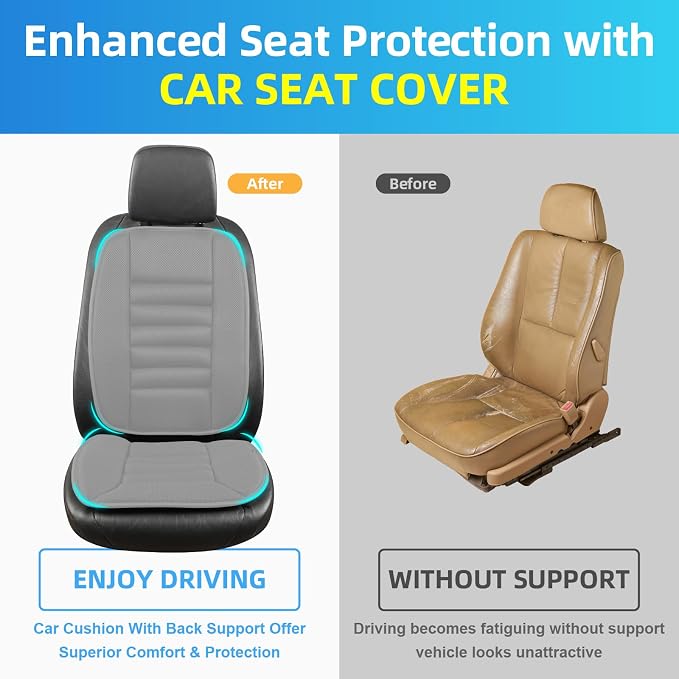 Lofty Aim Car Seat Cushion with Back Support Pillow, Driver Seat Cushion | Lumbar Support & Seat Cushion, Memory Foam Seat Cushion for Pain Relief, Butt Pillow for Car, Breathable 4D Mesh Gray - Image 5