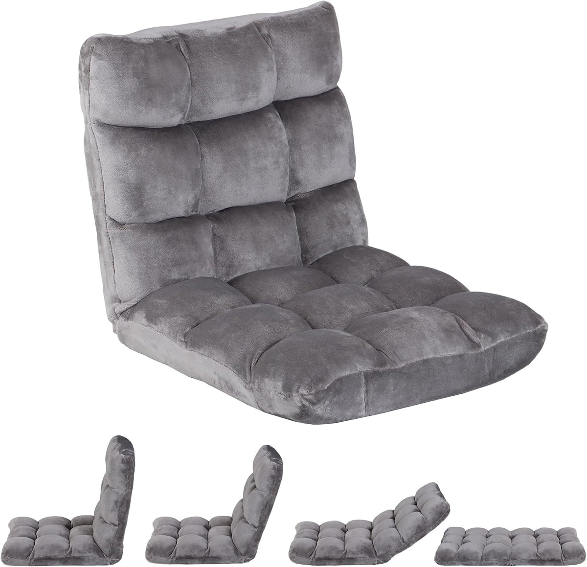SUPER DEAL 14-Position Folding Floor Chair Gaming Sofa Cushioned Padded Reclining Bed Lounge Couch Seating for Comfy Reading, Reading, Gaming, Relaxing, Watching TV by SUPER DEAL