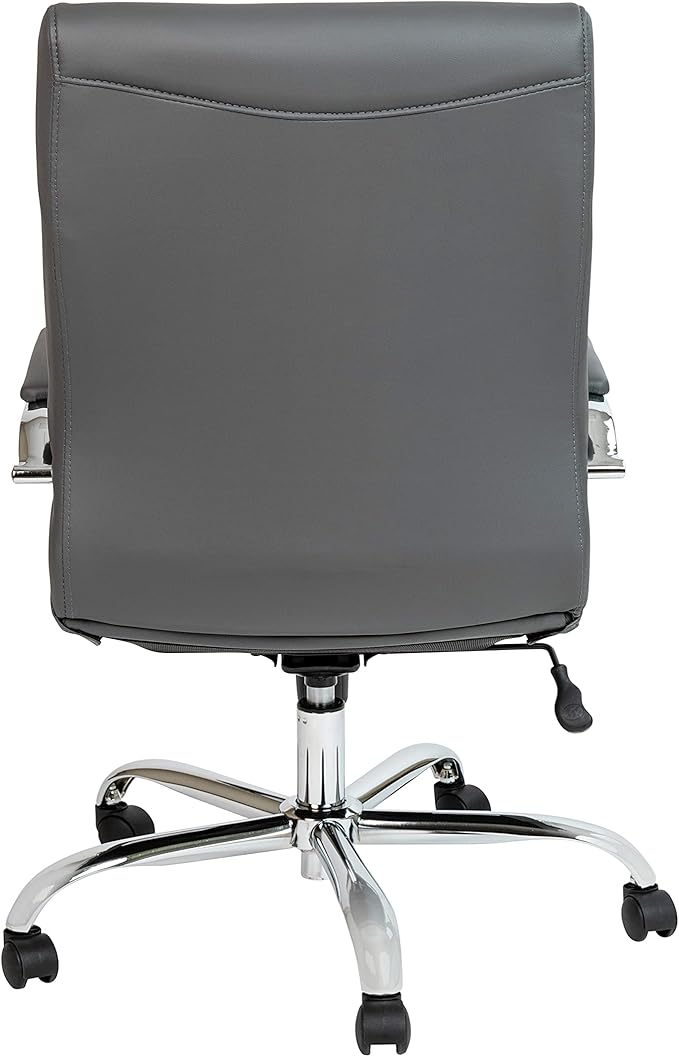 Flash Furniture Mid-Back LeatherSoft Executive Office Chair, Gray/Chrome | 360° Swivel, Height Adjustable, Commercial Grade - Image 5