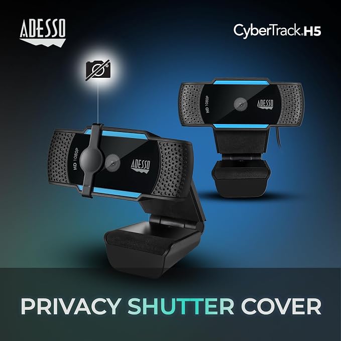 Adesso Cybertrack H5 1080p HD Webcam, Black | USB Autofocus, Microphone, 1920 Pixels X 1080 Pixels, 2.1 Mpixels - Image 6