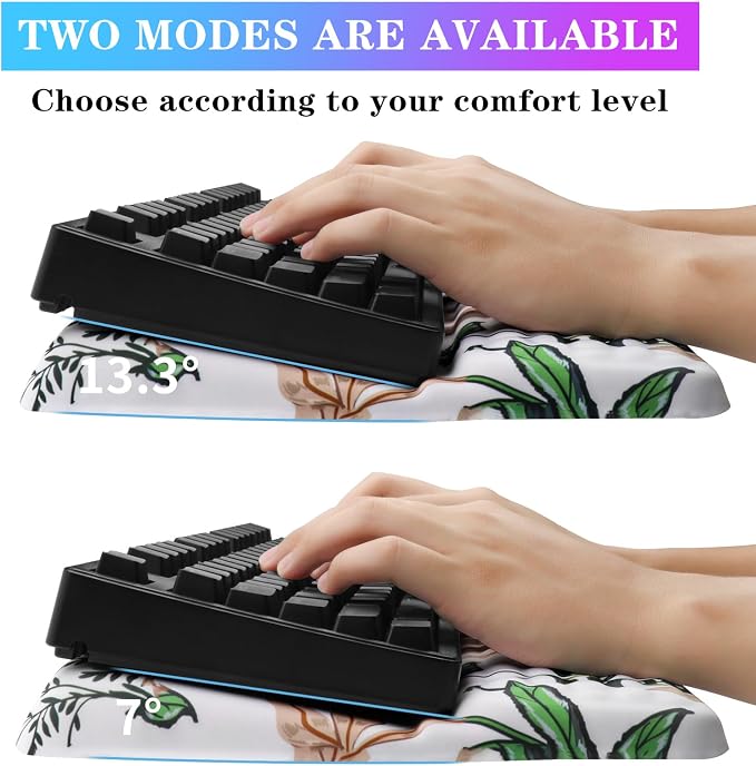 Computer Keyboard Stand with Wrist Rest, Ergonomic Tilted Keyboard Holder - Keyboard Riser with Wrist Pad - Keyboard Tray Support for Office Home - Wild Grass - Image 2