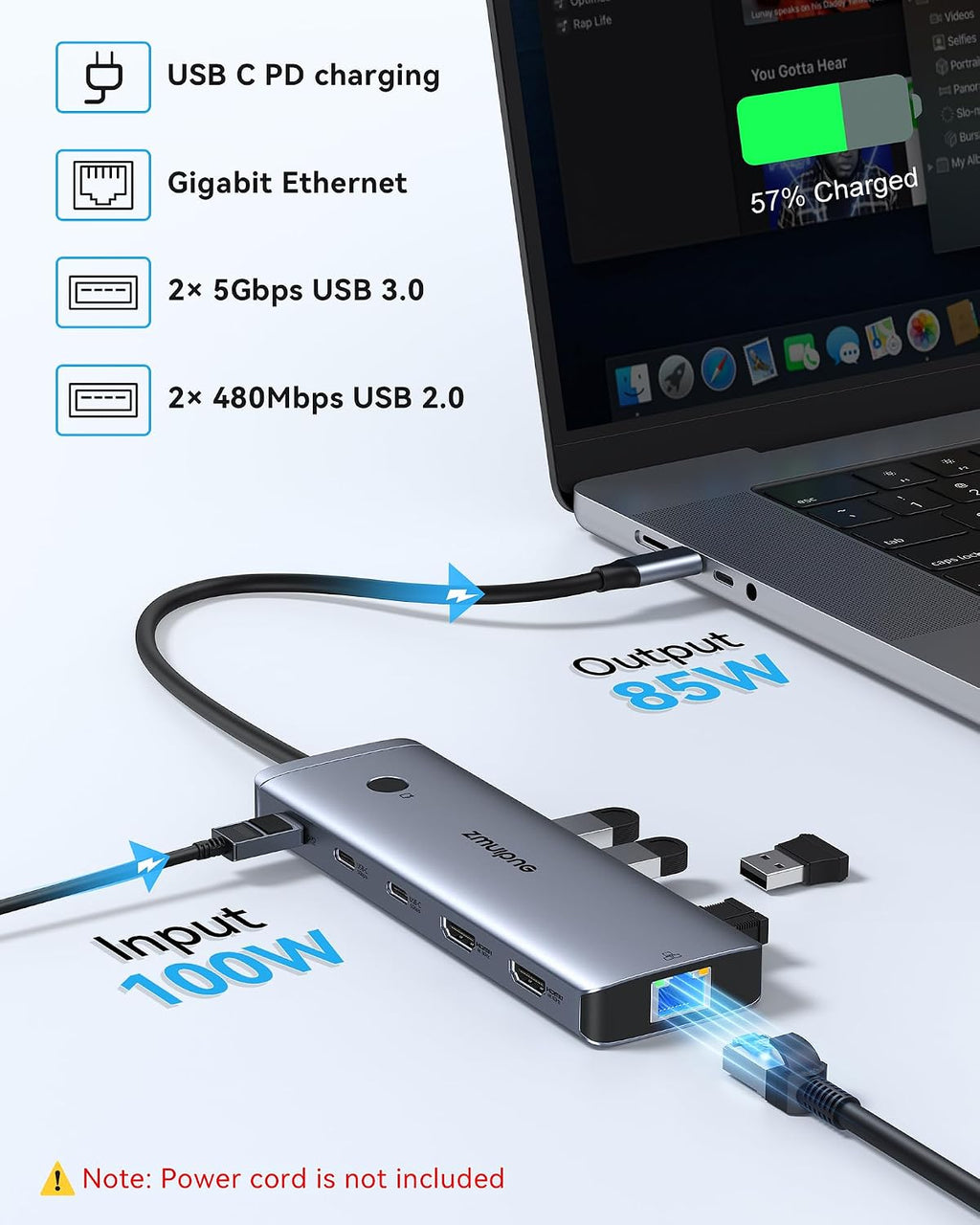 USB C Docking Station Dual Monitor 2 HDMI Adapter for Dell/HP Laptop - Image 6