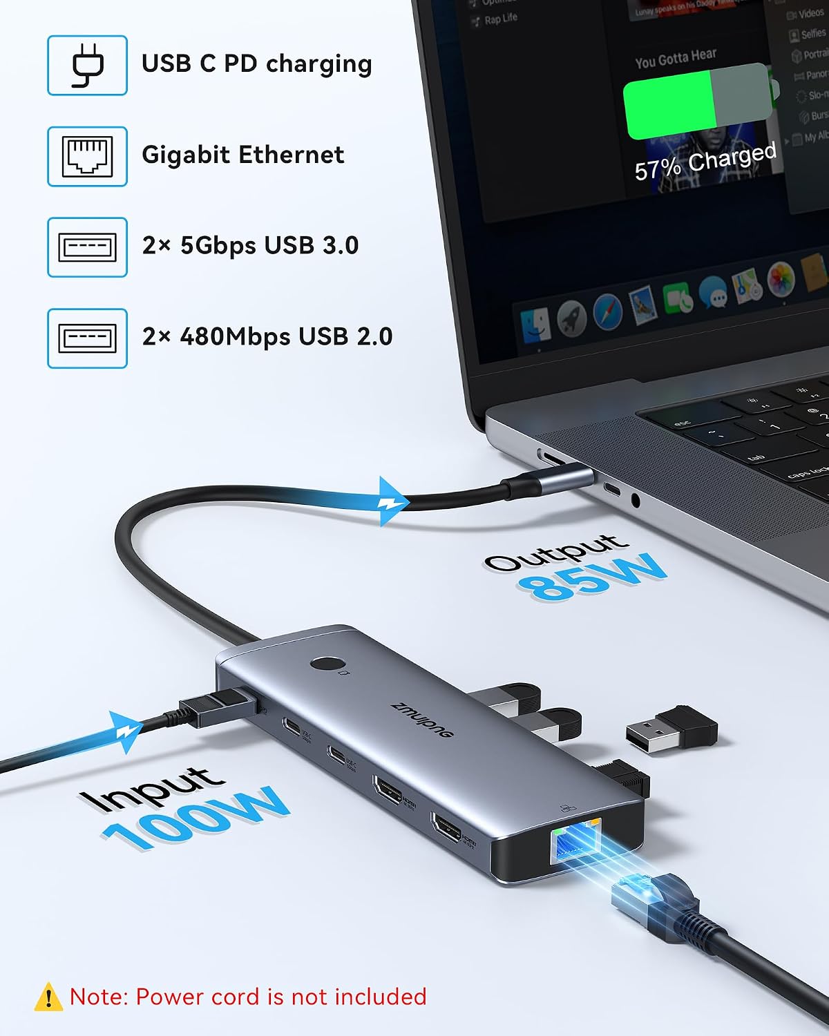 USB C Docking Station Dual Monitor 2 HDMI Adapter for Dell/HP Laptop - Image 6