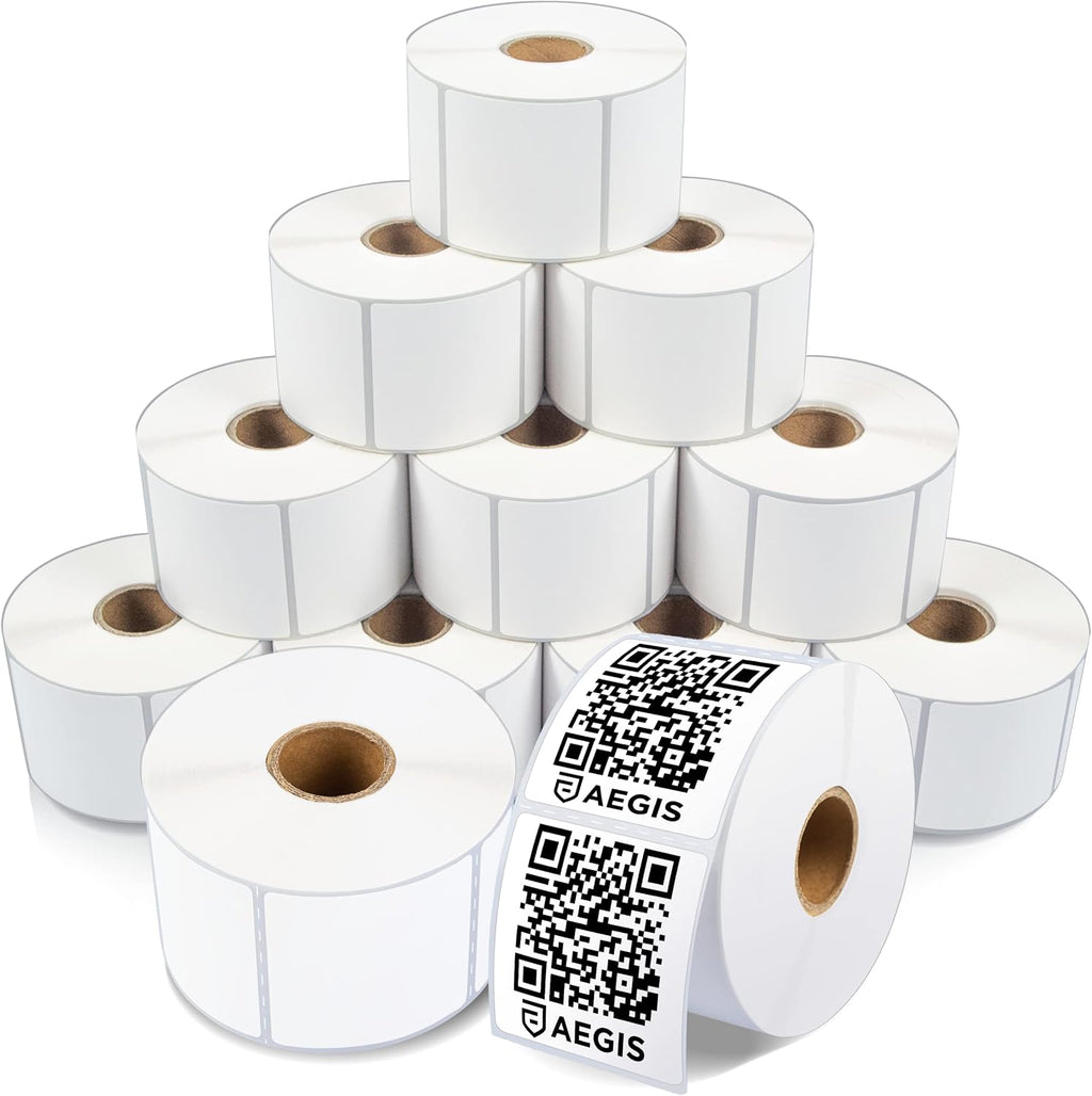 2" X 2" Square Direct Thermal Printer Labels (8400 Count, 12 Rolls) by Aegis Adhesives