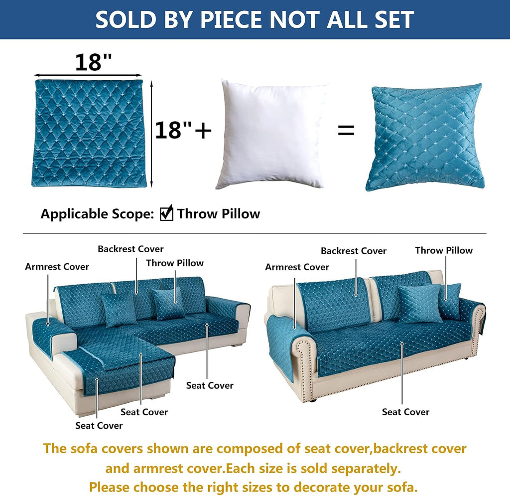 Throw Pillows for Couch Cover,Sofa Cover,Blue,1PC,18''x18'' - Image 5