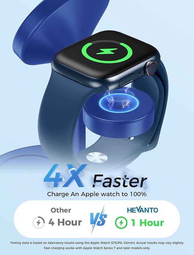 3 in 1 Wireless Charging Station for Apple MagSafe Charger, 15W Fast Magnetic Mag-Safe Charger Stand for iPhone 17 16 15 14 13 12 iWatch AirPods, 2Pack Blue (Adaptor Not Included) - Image 3