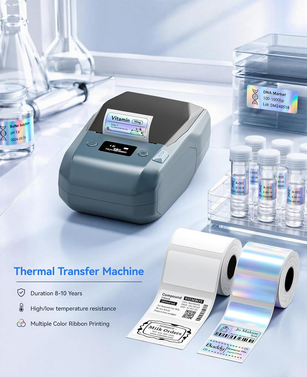 NIIMBOT M2 Label Maker with Tape 3 Rolls，2inch Thermal Transfer Label Maker - Image 2