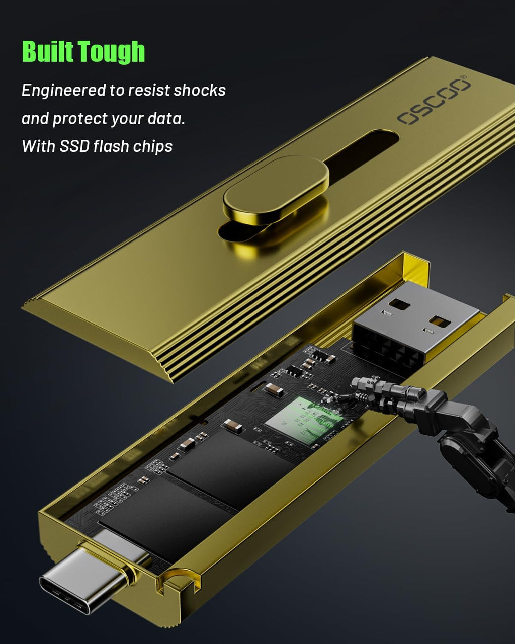 2TB External SSD Drive, USB3.2 USB C+A, Up to 1000MB/s - Image 3