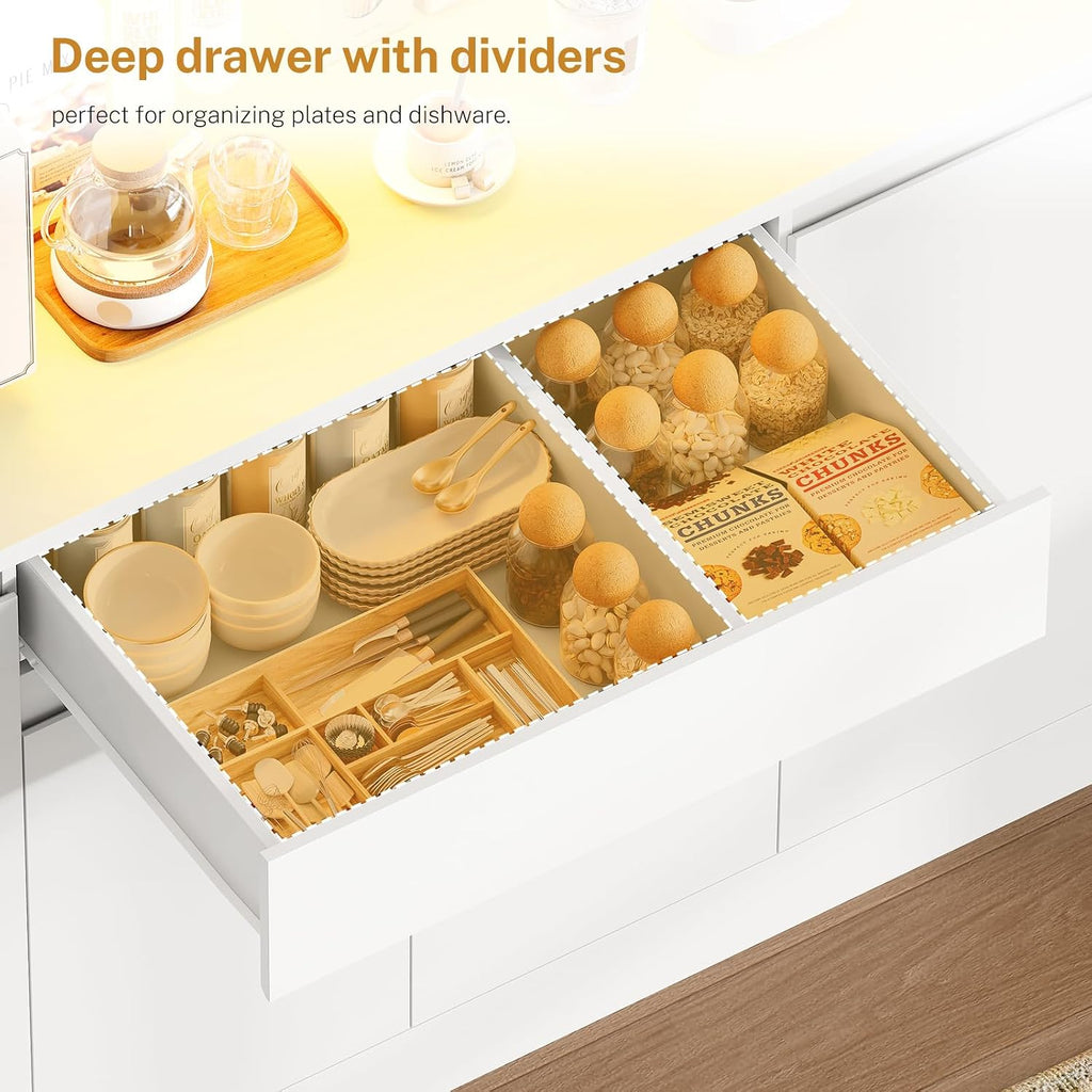 Pantry Cabinet with Charging Station, Kitchen Pantry Cabinet - Image 7