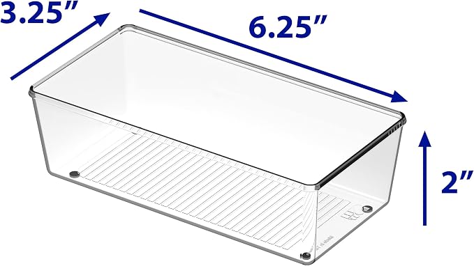 Simple Houseware Clear Desk Drawer Organizer, 3.25"x 6.25", 6 Packs | For Desk, Office, Bathroom, Makeup, and Craft Storage - Image 5