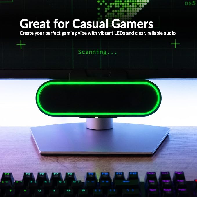 Cyber Acoustics CA-2890GX USB Speaker Bar with Music-Sync LED Lights | Monitor-Mounted Speaker Bar, Great for Music and Casual PC Gaming, 9 Color Modes, USB-C with USB-A Adapter Included - Image 4
