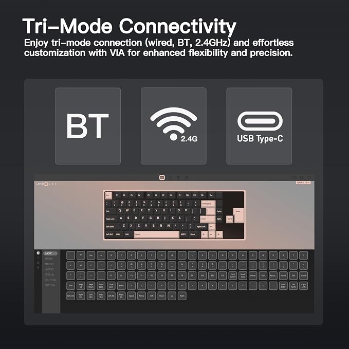 KEEBMONKEY WOBKEY Rainy 75 CNC Aluminum HMX/JWK/Cocoa Switches Triple-Mode Connectivity Mechanical Keyboard with Superior Acoustics, RGB/FR4/Silver SUS304/7000mAh/Cocoa Switch (Pro - Black) - Image 5