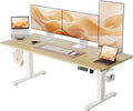 YIHAYO Low Height Adjustable Desk, Lifts 18.1-28.3 Inches, Electric Standing Desk for Short People, 60 x 24 Inches Computer Table with Splice Board for Home Office, Natural by YIHAYO