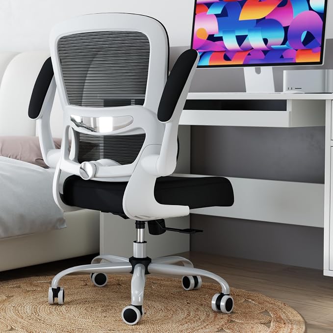 TRALT Office Chair - Ergonomic Desk Chair with Adjustable Lumbar Support, Mesh Computer Chair, Executive Chair for Home Office Comfortable Lumbar Support (1, White+Black) - Image 9