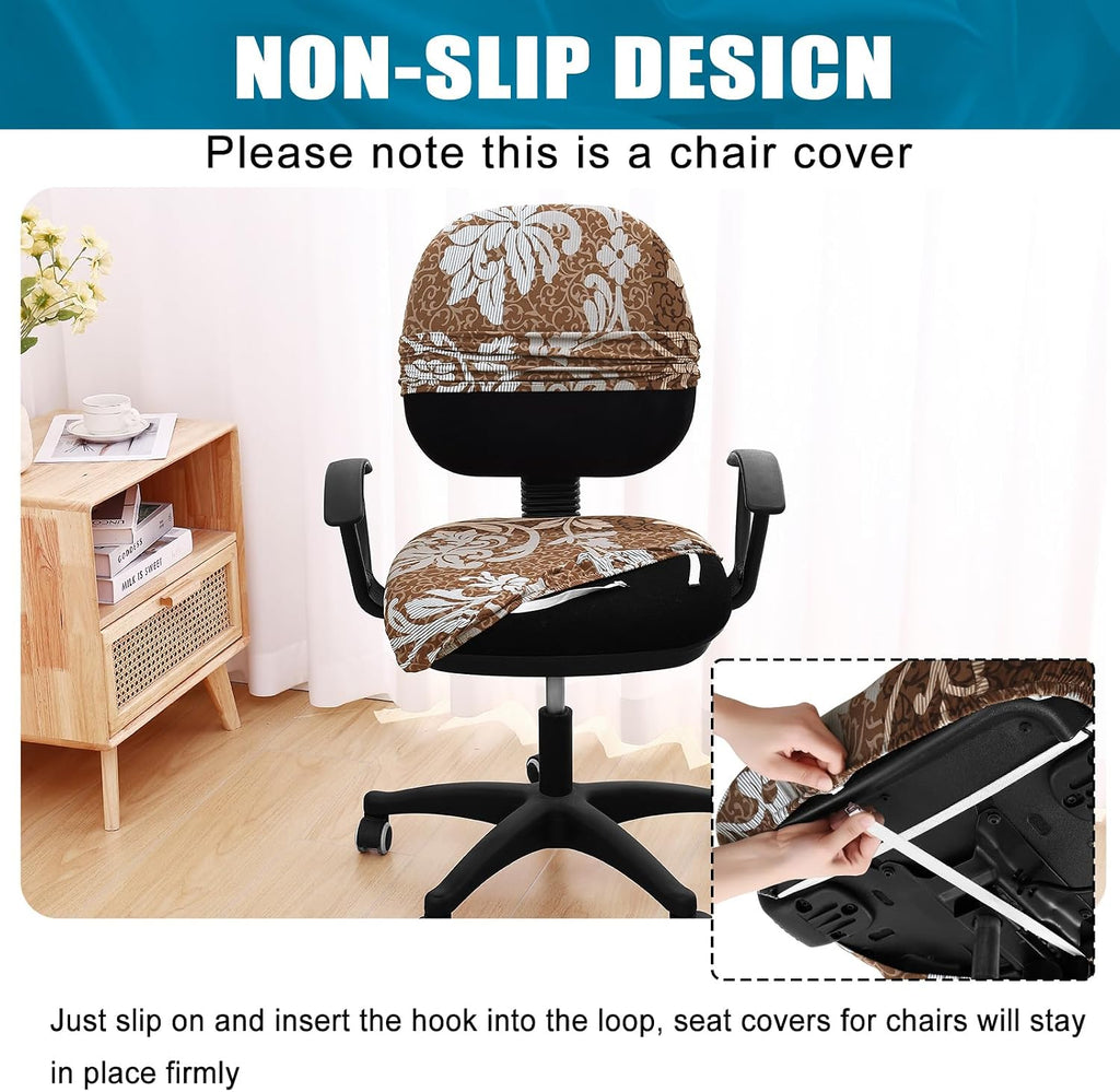 Smiry Stretch Printed Office Computer Desk Chair Covers for Seat & Backrest - Image 3