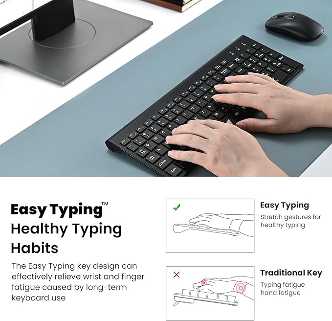 cimetech Wireless Keyboard and Mouse Combo - Matte Black | Compact quite scissor-switch keyboard with optical mouse, includes USB-A Nano Receiver, for Computer,Mac,Laptop,PC,Windows - Image 7