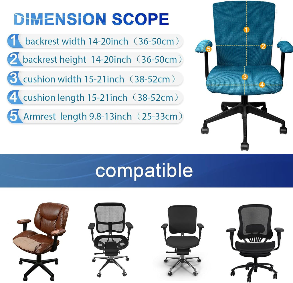 4 Pcs Office Chair Covers Stretchable Armrest Seat,XL,Emerald Green - Image 4