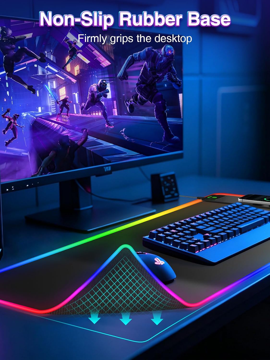 XL RGB LED Gaming Mouse Pad with 15W Magnetic Wireless Charging - Image 7