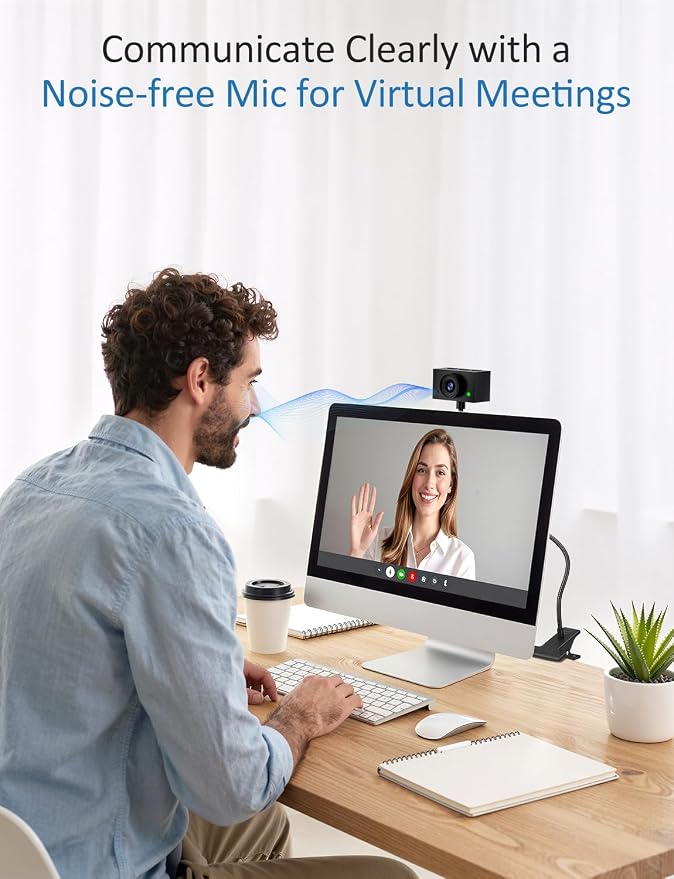 Webcam for PC, Streaming Camera, Web Camera for Desktop/Laptop Computer Webcam with Microphone, Plug and Play USB Web Cam with Bracket, Manual Focus, for Live Streaming, Video Calls - Image 3