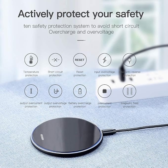 20W Fast Wireless Charger Pad,USB-C Wireless Phone Charging Station | Metal Frame Design,[20W SUPER Fast Charging] Wide Compatible with iPhone 17-11/Airpods,Samsung Galaxy/Buds,LG/Pixel -Black - Image 2